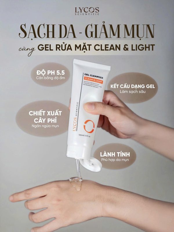 Gel rửa mặt LYCOS Clean & Light Làm Sạch Sâu, Hỗ Trợ Kháng Viêm, Làm Dịu Da 100ml - Ảnh 3
